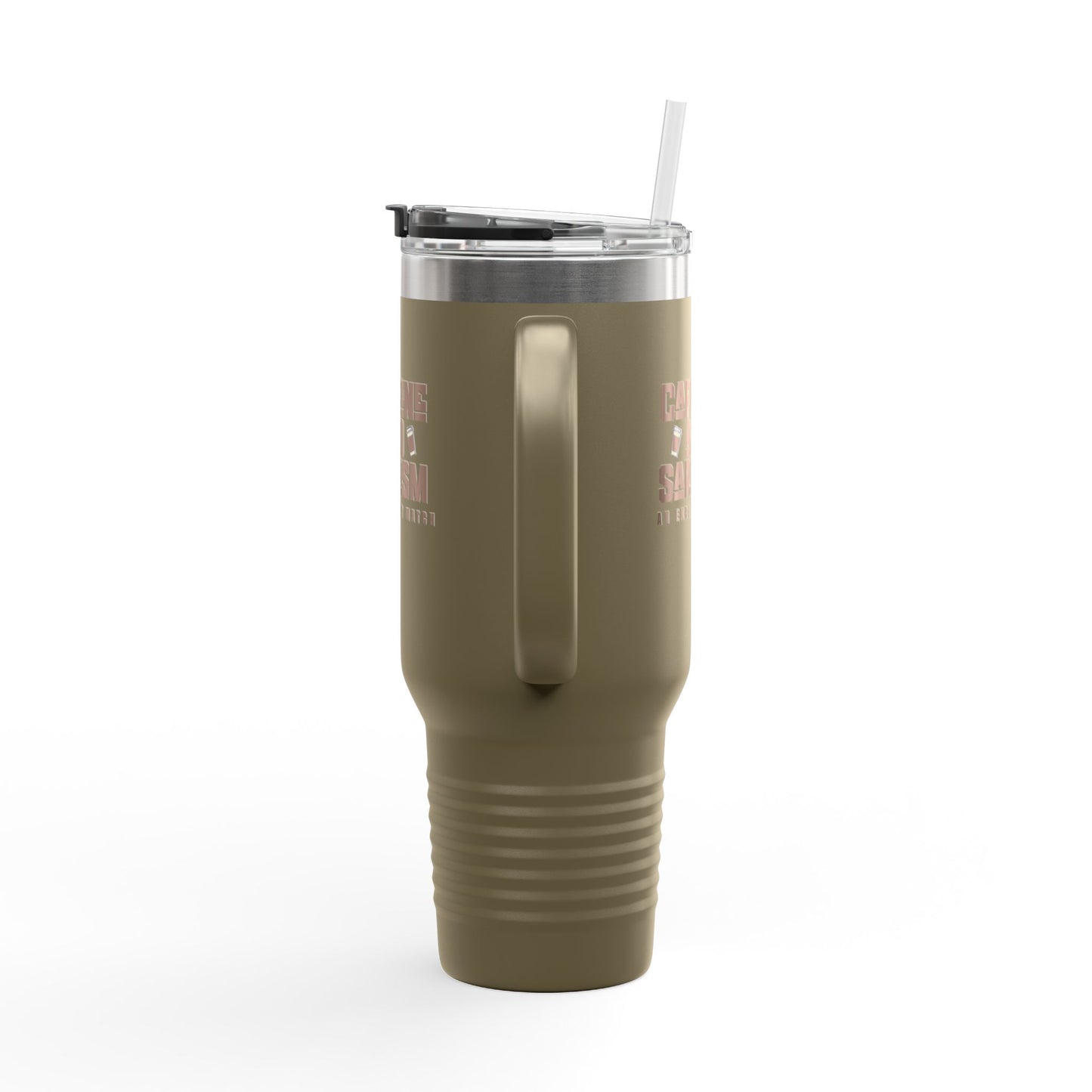 Caffeine and Sarcasm Insulated Travel Mug - 40oz Coffee Tumbler for On-the-Go