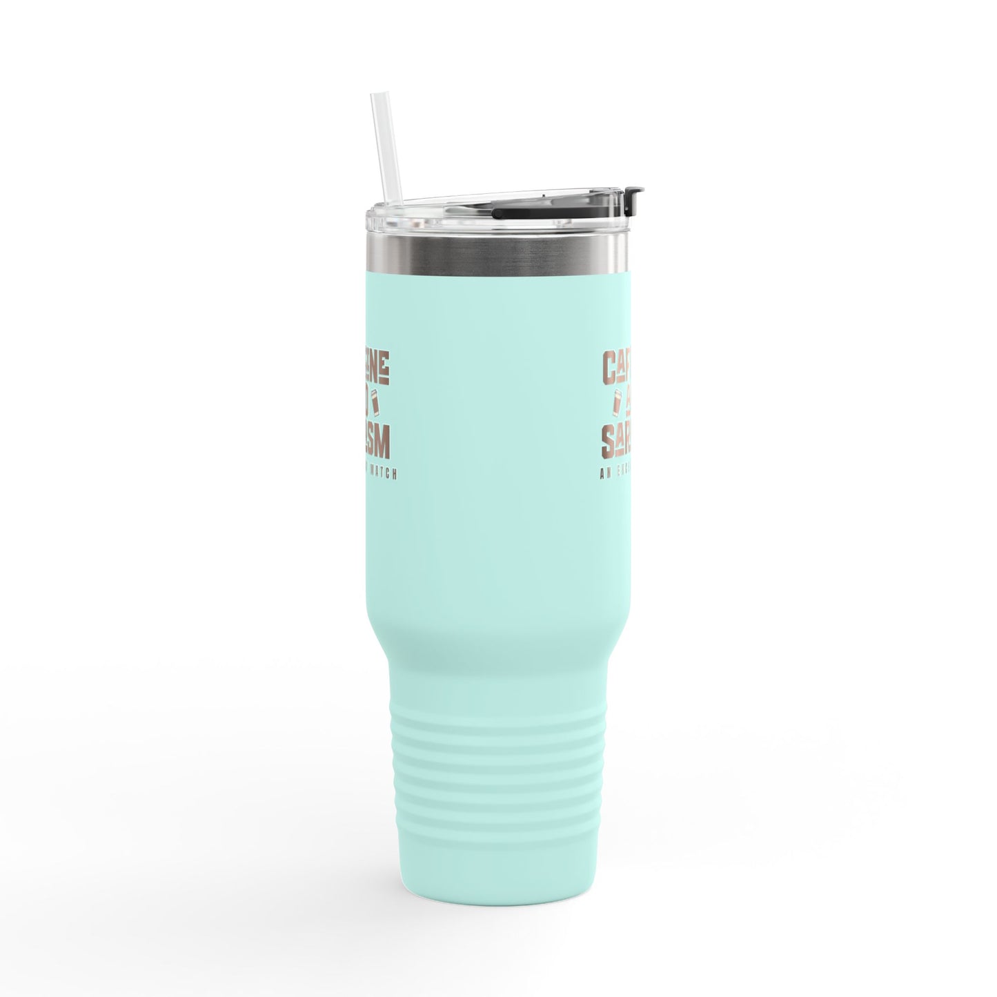 Caffeine and Sarcasm Insulated Travel Mug - 40oz Coffee Tumbler for On-the-Go