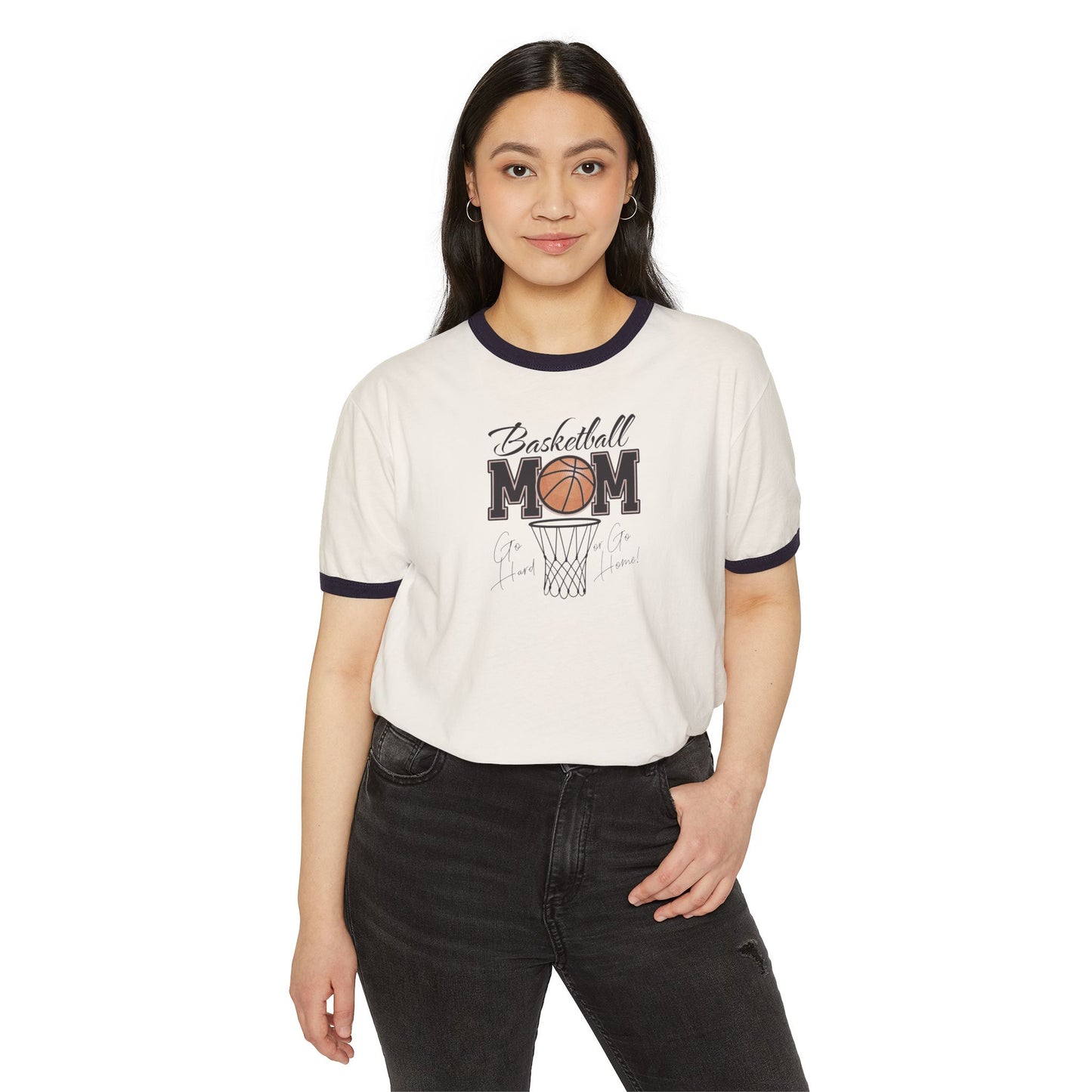 Basketball Mom Unisex Cotton Ringer T-Shirt