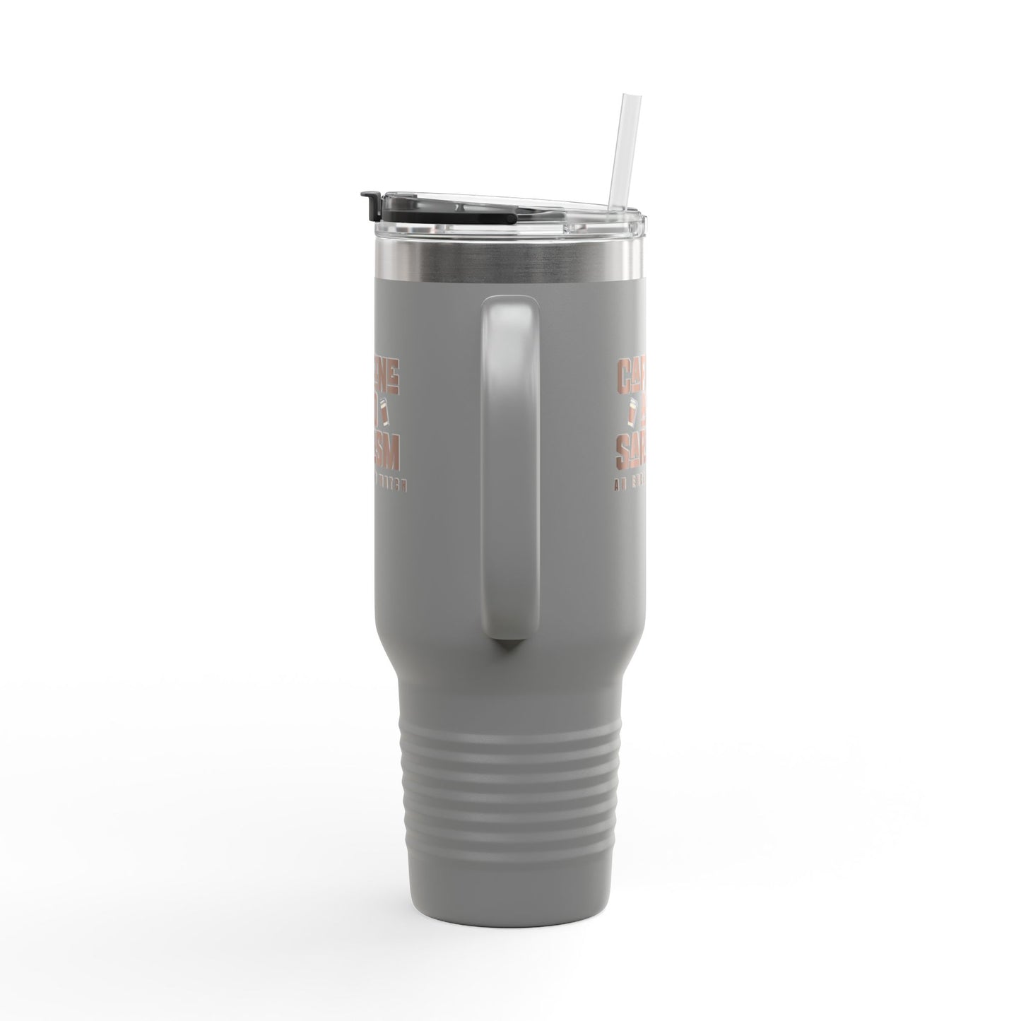 Caffeine and Sarcasm Insulated Travel Mug - 40oz Coffee Tumbler for On-the-Go