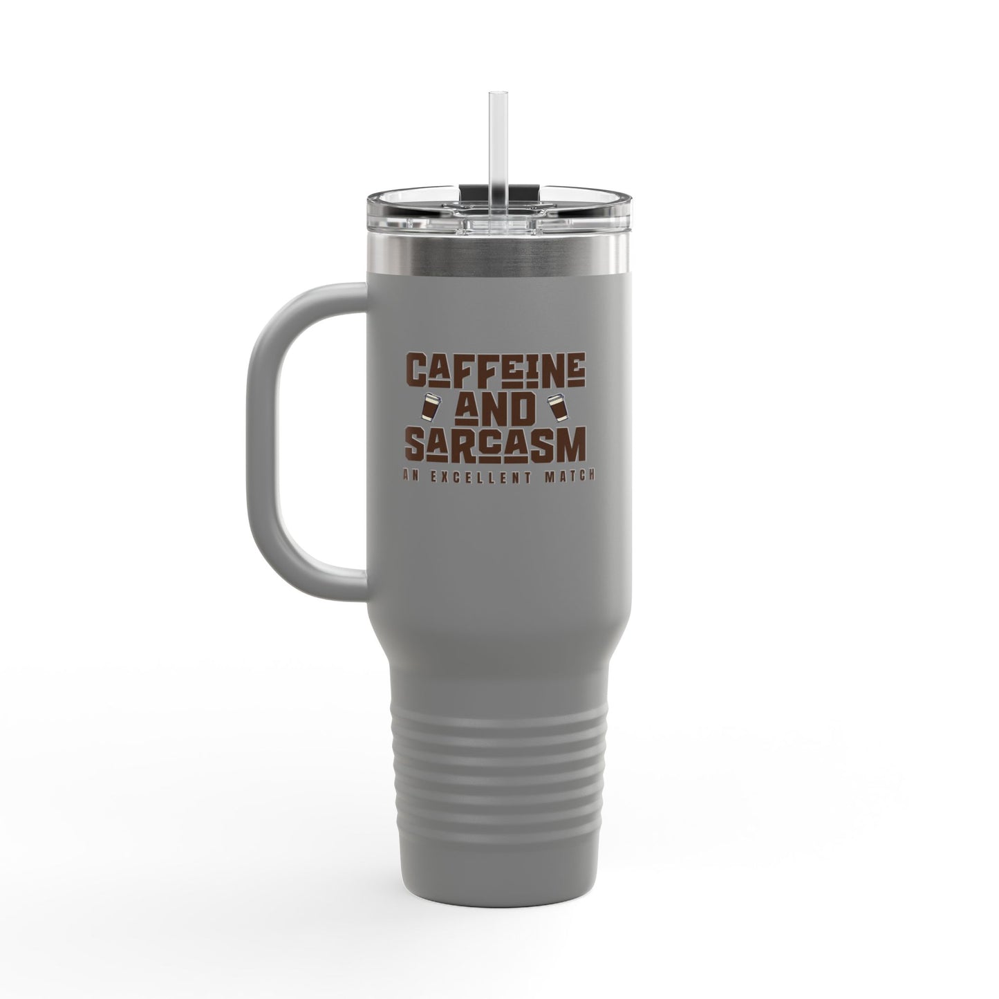 Caffeine and Sarcasm Insulated Travel Mug - 40oz Coffee Tumbler for On-the-Go