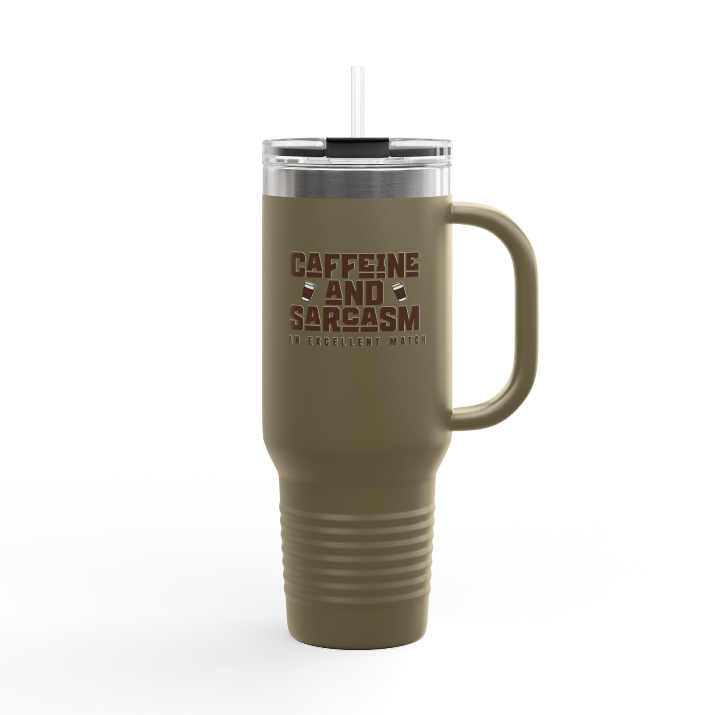 Caffeine and Sarcasm Insulated Travel Mug - 40oz Coffee Tumbler for On-the-Go