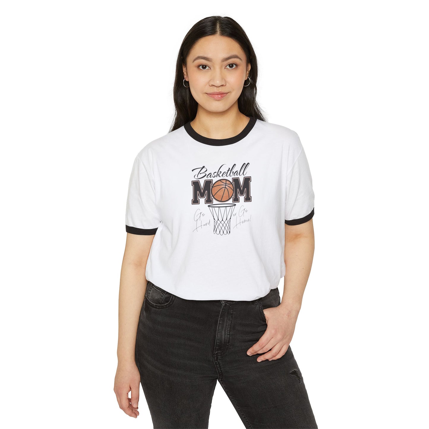 Basketball Mom Unisex Cotton Ringer T-Shirt
