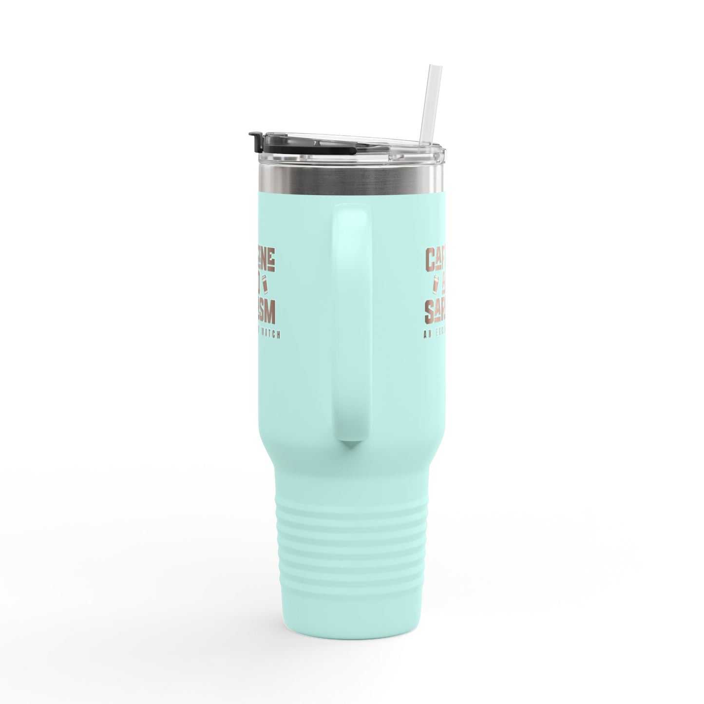 Caffeine and Sarcasm Insulated Travel Mug - 40oz Coffee Tumbler for On-the-Go