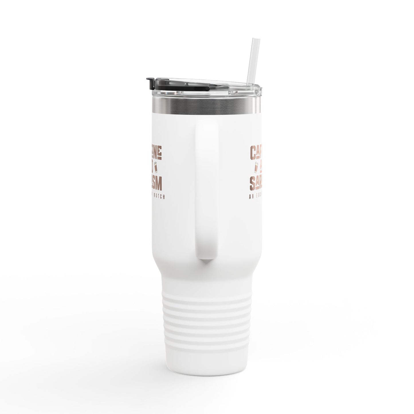 Caffeine and Sarcasm Insulated Travel Mug - 40oz Coffee Tumbler for On-the-Go
