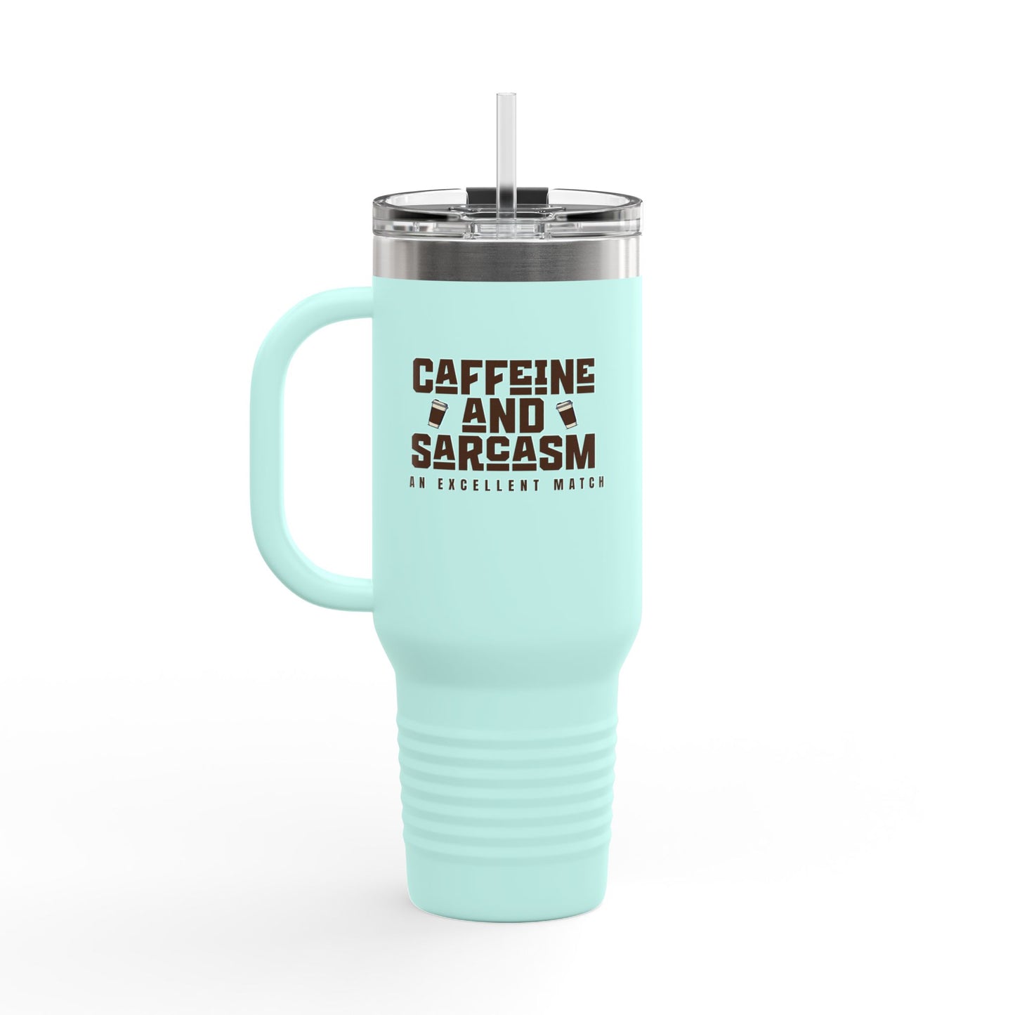 Caffeine and Sarcasm Insulated Travel Mug - 40oz Coffee Tumbler for On-the-Go