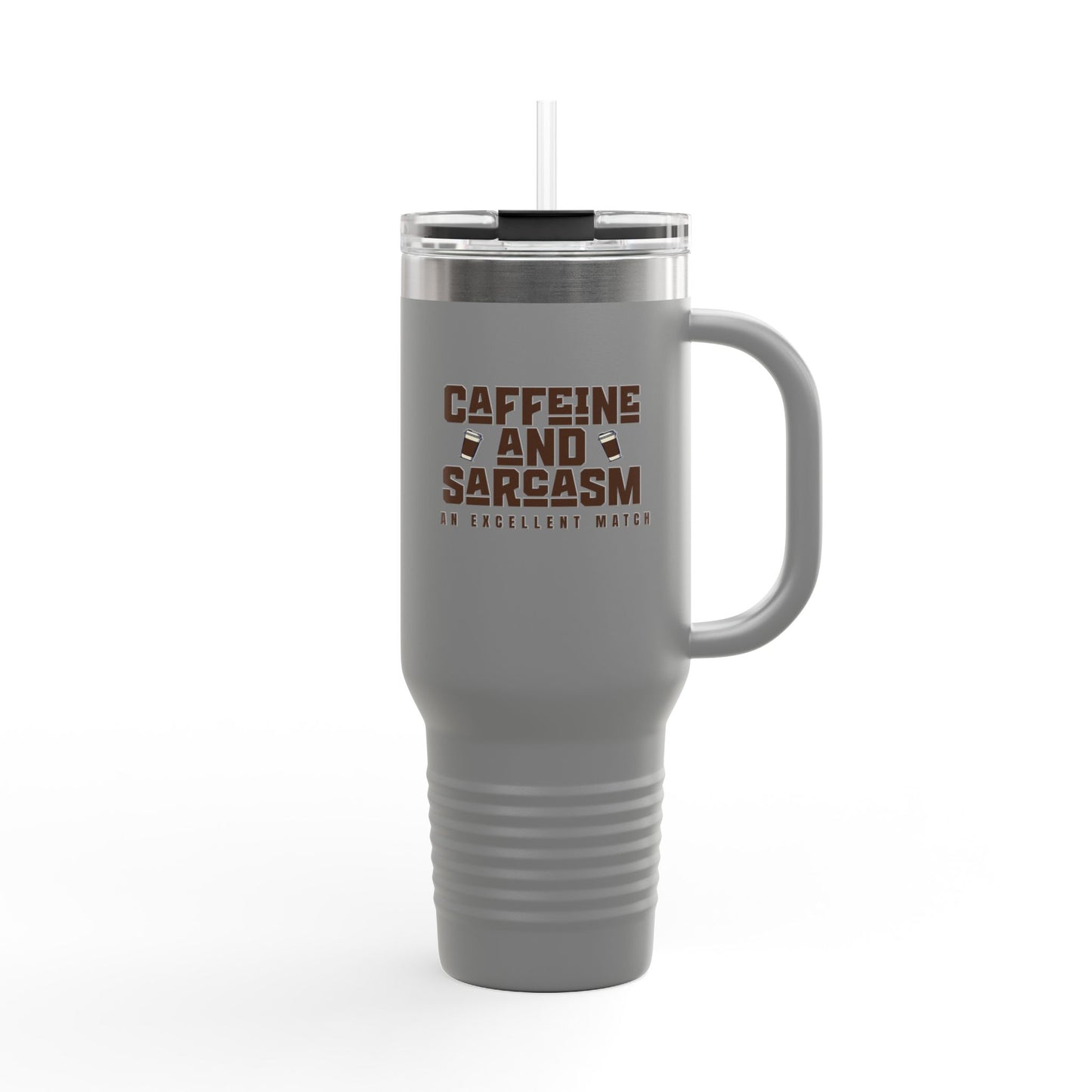 Caffeine and Sarcasm Insulated Travel Mug - 40oz Coffee Tumbler for On-the-Go