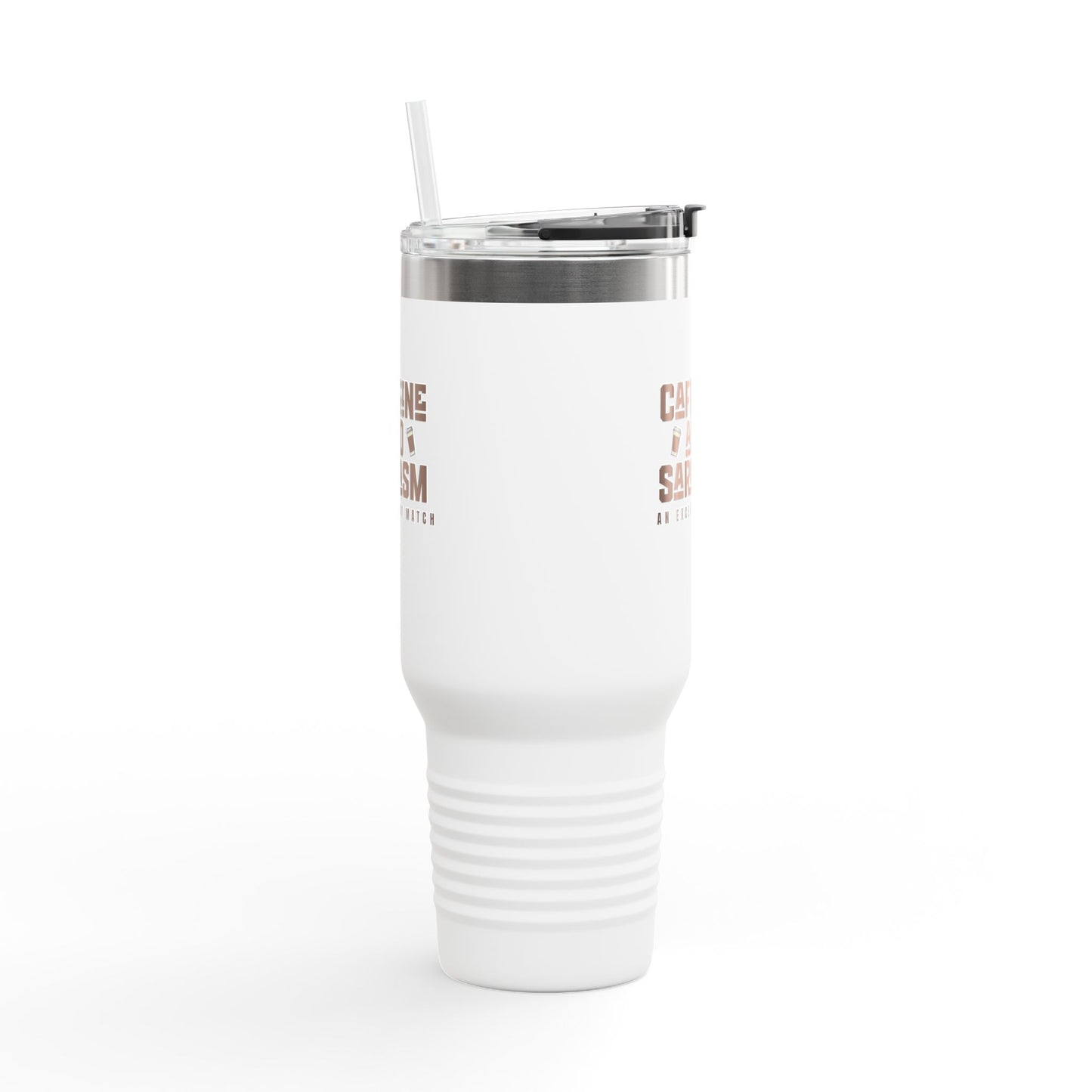 Caffeine and Sarcasm Insulated Travel Mug - 40oz Coffee Tumbler for On-the-Go