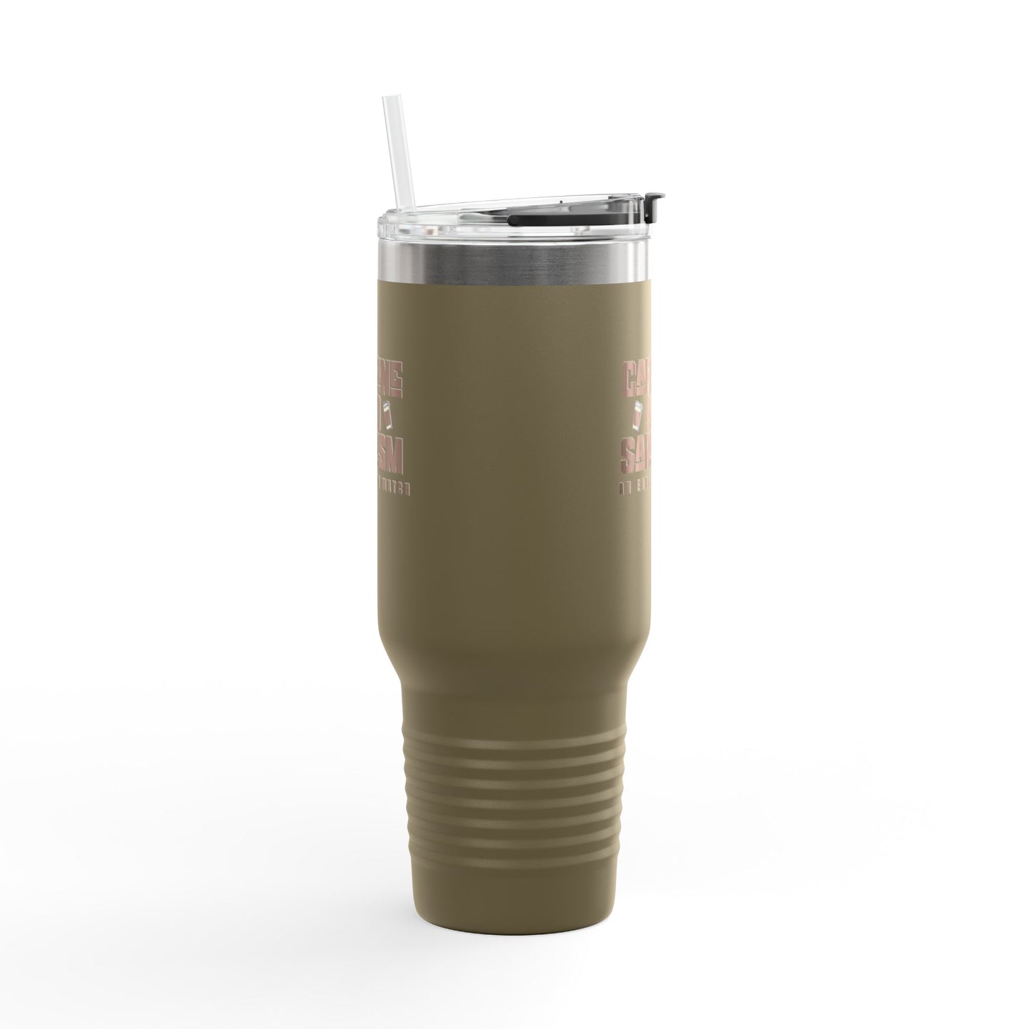 Caffeine and Sarcasm Insulated Travel Mug - 40oz Coffee Tumbler for On-the-Go