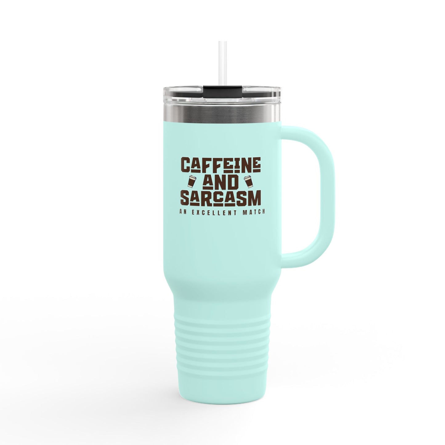 Caffeine and Sarcasm Insulated Travel Mug - 40oz Coffee Tumbler for On-the-Go