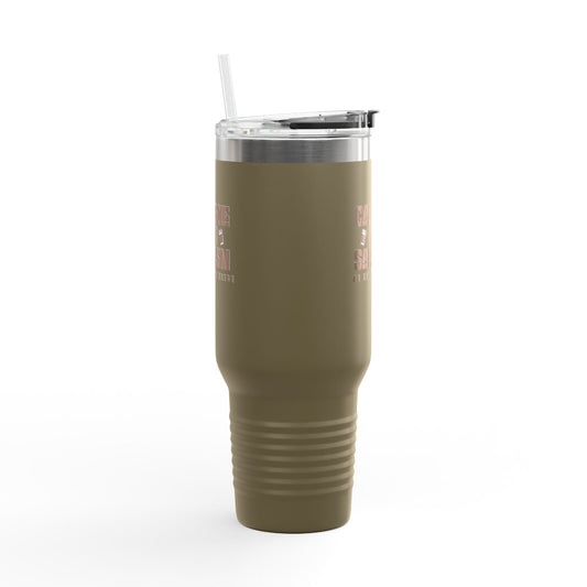 Caffeine and Sarcasm Insulated Travel Mug - 40oz Coffee Tumbler for On-the-Go